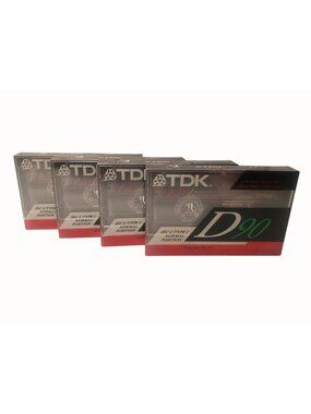 TDK D90 Blank Audio Cassette Tapes 4-Pack Sealed Vintage Normal Bias 90 Minutes